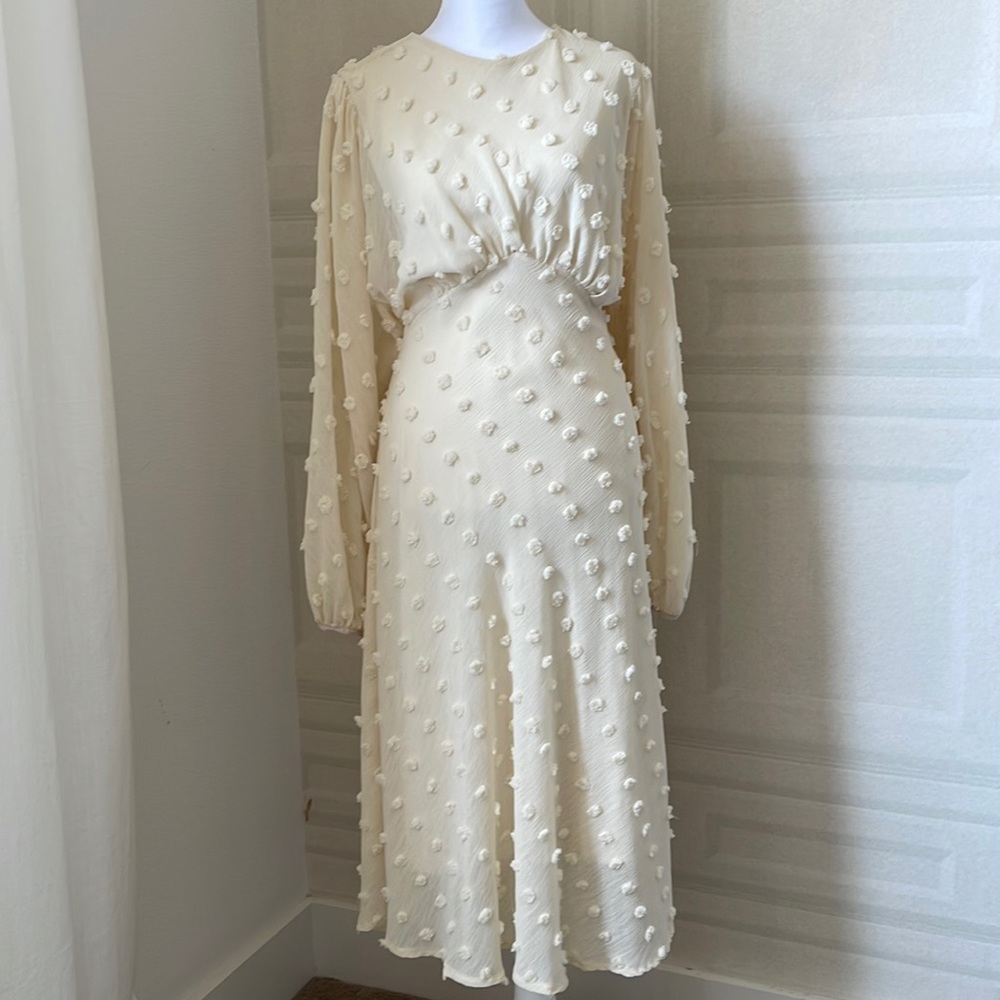 Chicwish Cream Long Sleeve Dress Size: S